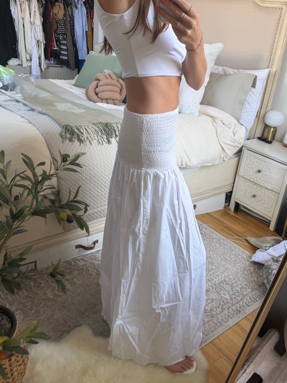 SOLID & STRIPED White Smocked Waist Maxi Skirt - Picture 2 of 4